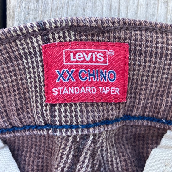 Levi’s XX Chino Standard Taper Fit Men’s Brown Plaid Pants | Size 28x32 - Picture 9 of 10